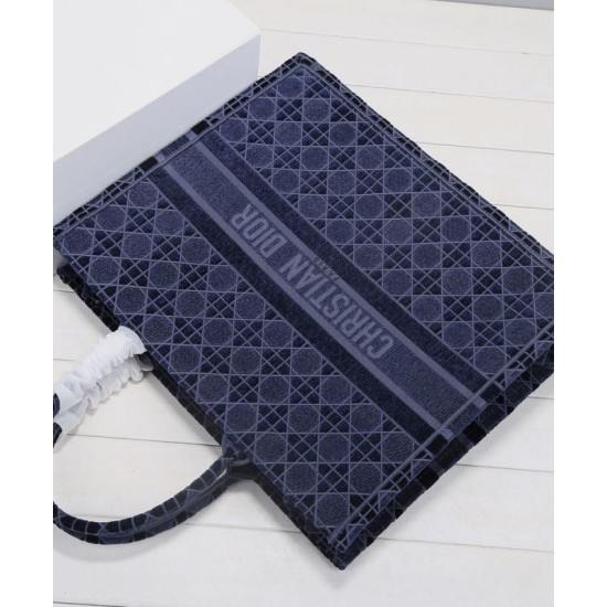Fake Christian Dior Cannage Embroidered Velvet Dior Book Tote Dark Blue Replica Replica Christian Dior Cannage Embroidered Velvet Dior Book Tote Dark Blue