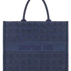Replica Christian Dior Cannage Embroidery Dior Book Tote Bag Dark Blue