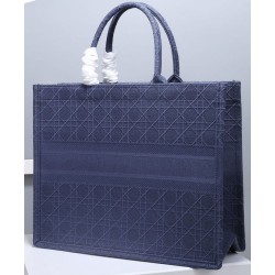Replica Christian Dior Cannage Embroidery Dior Book Tote Bag Dark Blue