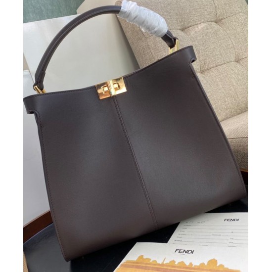 Replica Peekaboo X-lite Medium Leather Bag Dark Coffee