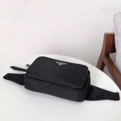 Replica Prada Nylon And Saffiano Fanny Pack 1BL010 Black