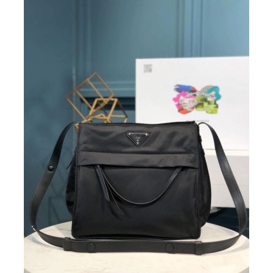 Replica Prada Padded nylon hobo bag 1BC128 Black Fake Prada Padded nylon hobo bag 1BC128 Black Replica