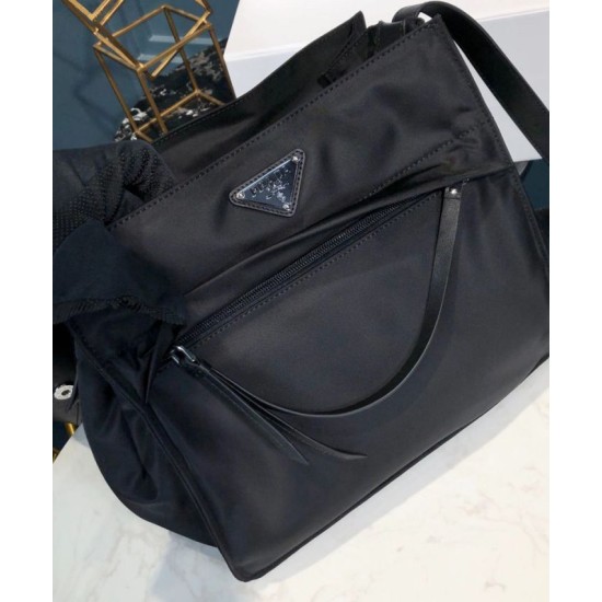 Replica Prada Padded nylon hobo bag 1BC128 Black Fake Prada Padded nylon hobo bag 1BC128 Black Replica