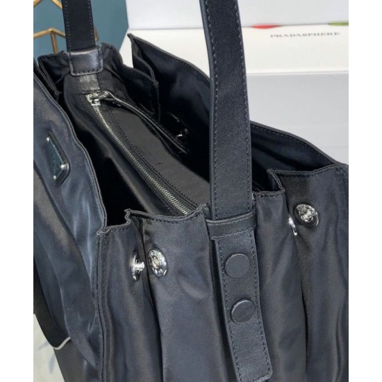 Replica Prada Padded nylon hobo bag 1BC128 Black Fake Prada Padded nylon hobo bag 1BC128 Black Replica