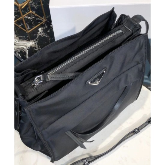Replica Prada Padded nylon hobo bag 1BC128 Black Fake Prada Padded nylon hobo bag 1BC128 Black Replica