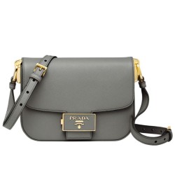 Replica Prada Embleme Saffiano Leather Bag 1BD217 Gray