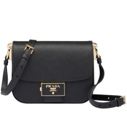 Replica Prada Embleme Saffiano Leather Bag 1BD217 Black