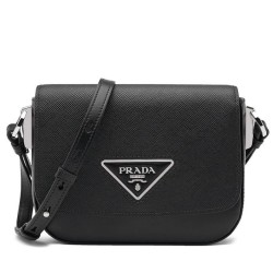 Replica Prada Saffiano leather shoulder bag 1BD249 Black