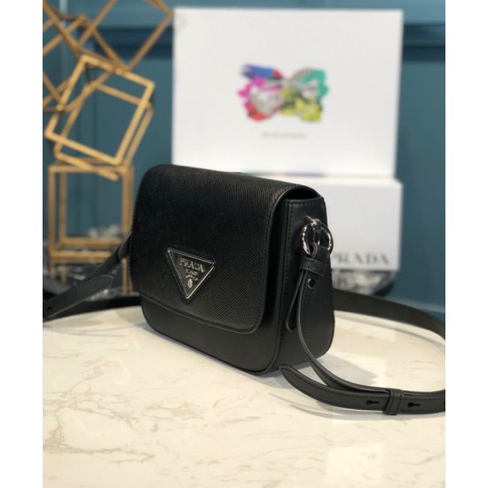 Replica Prada Saffiano leather shoulder bag 1BD249 Black Replica Prada Saffiano leather shoulder bag 1BD249 Black