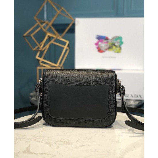 Replica Prada Saffiano leather shoulder bag 1BD249 Black Replica Prada Saffiano leather shoulder bag 1BD249 Black