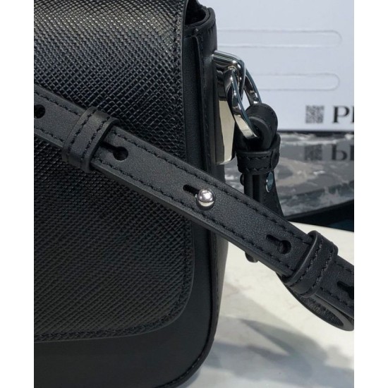 Replica Prada Saffiano leather shoulder bag 1BD249 Black Replica Prada Saffiano leather shoulder bag 1BD249 Black