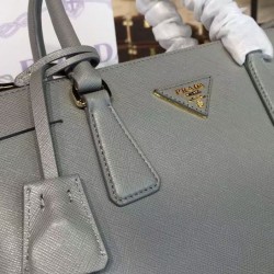 Replica Prada Galleria Soft Leather Tote Bag 1BA274 Gray