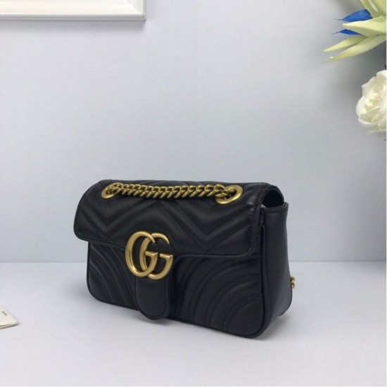 Replica Gucci GG Marmont Mini matelasse Bag 446744 Black Fake Gucci GG Marmont Mini matelasse Bag 446744 Black Replica