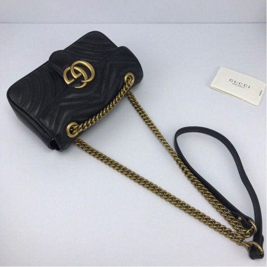 Replica Gucci GG Marmont Mini matelasse Bag 446744 Black Fake Gucci GG Marmont Mini matelasse Bag 446744 Black Replica