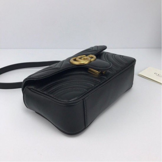 Replica Gucci GG Marmont Mini matelasse Bag 446744 Black Fake Gucci GG Marmont Mini matelasse Bag 446744 Black Replica