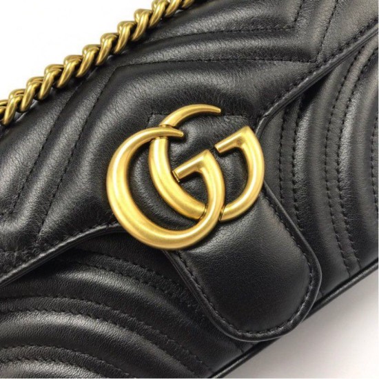 Replica Gucci GG Marmont Mini matelasse Bag 446744 Black Fake Gucci GG Marmont Mini matelasse Bag 446744 Black Replica