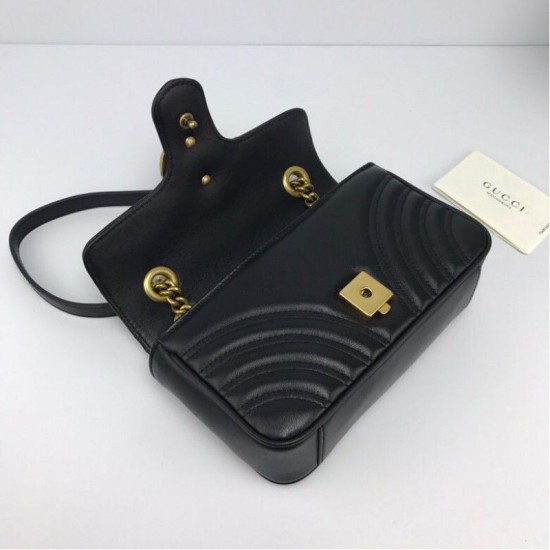 Replica Gucci GG Marmont Mini matelasse Bag 446744 Black Fake Gucci GG Marmont Mini matelasse Bag 446744 Black Replica