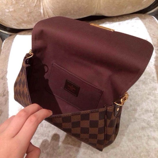 Fake Louis Vuitton Favorite MM Damier Ebene Canvas N41129 Replica Replica Louis Vuitton Favorite MM Damier Ebene Canvas N41129