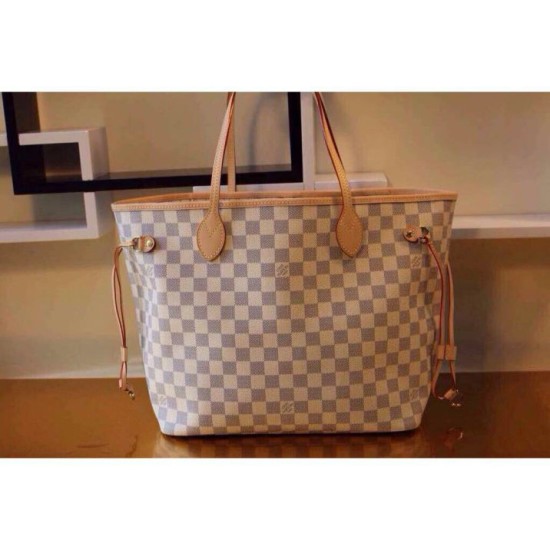 Fake Louis Vuitton Neverfull MM Damier Azur Canvas N51107 Replica Replica Louis Vuitton Neverfull MM Damier Azur Canvas N51107