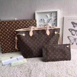 Fake Louis Vuitton  Neverfull MM Monogram Canvas M40996 Fuchsia Replica