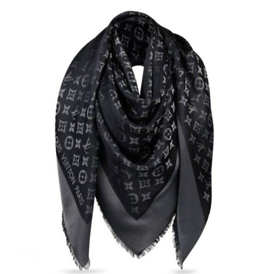 Replica Louis Vuitton  Black Monogram Shine Shawl M72252