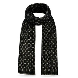 Replica Louis Vuitton  Black Monogram So Glitter Stole M73938