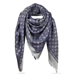 Fake Louis Vuitton  Blue Monogram Denim Shawl M71376 Replica
