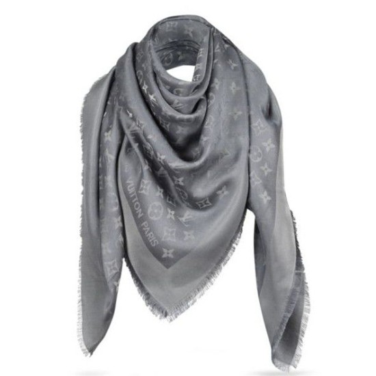 Replica Louis Vuitton  Grey Monogram Shine Shawl M75120