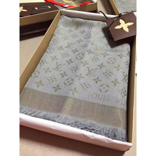 Replica Louis Vuitton  Beige Monogram Shine Shawl M75121
