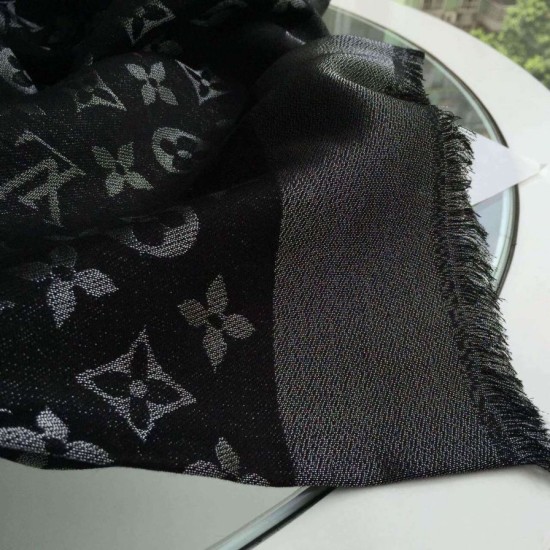 Replica Louis Vuitton  Black Monogram Shine Shawl M72252