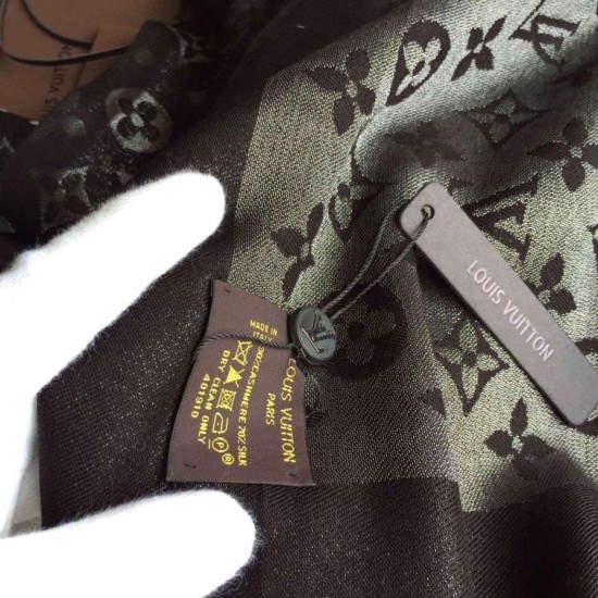 Replica Louis Vuitton  Black Monogram Shine Shawl M72252