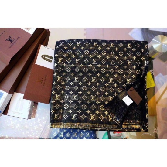 Replica Louis Vuitton  Black Monogram So Glitter Stole M73938
