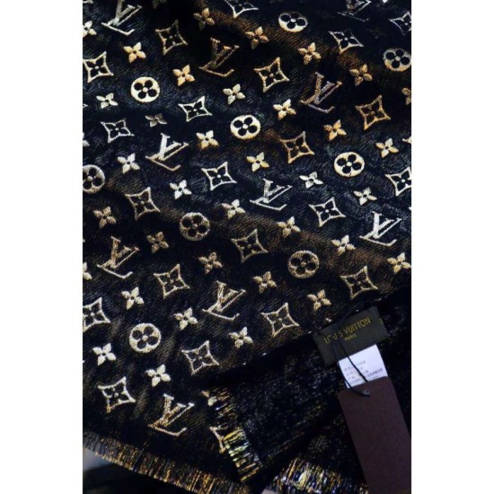 Replica Louis Vuitton  Black Monogram So Glitter Stole M73938