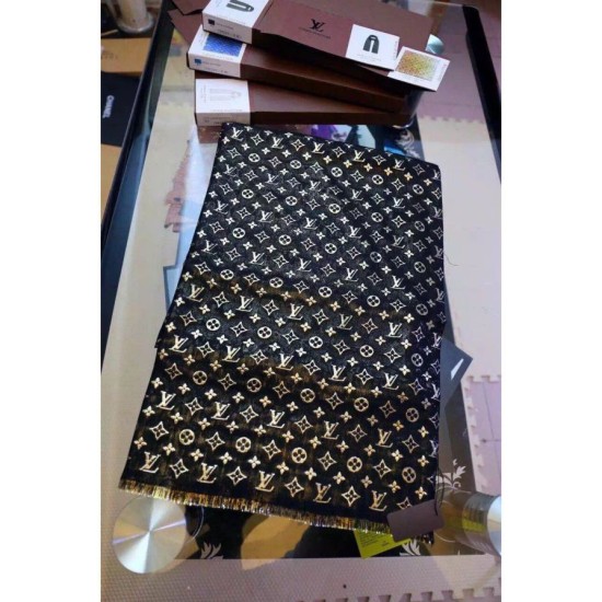 Replica Louis Vuitton  Black Monogram So Glitter Stole M73938