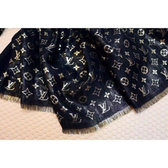 Replica Louis Vuitton  Black Monogram So Glitter Stole M73938
