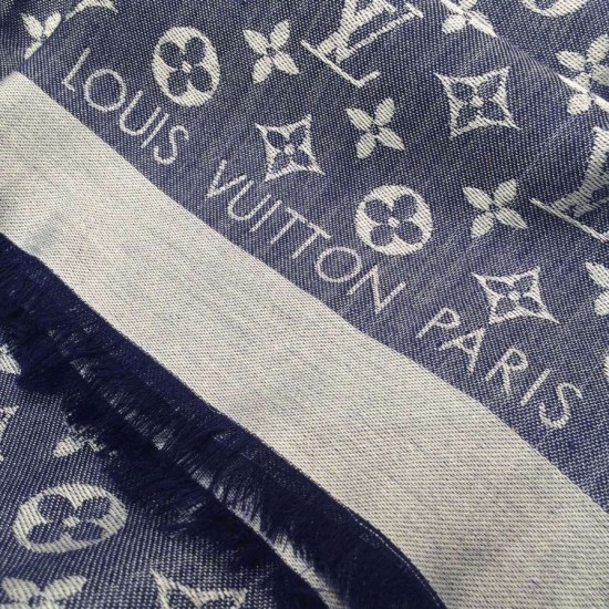Replica Louis Vuitton Blue Monogram Denim Shawl M71376 Fake Louis Vuitton Blue Monogram Denim Shawl M71376 Replica