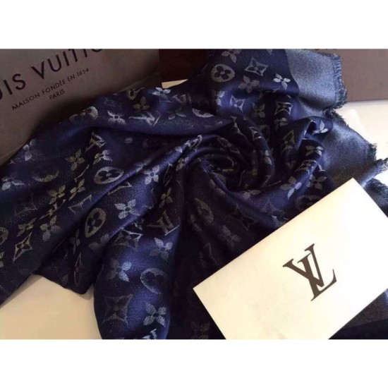 Fake Louis Vuitton Blue Monogram Shawl M72412 Replica Replica Louis Vuitton Blue Monogram Shawl M72412