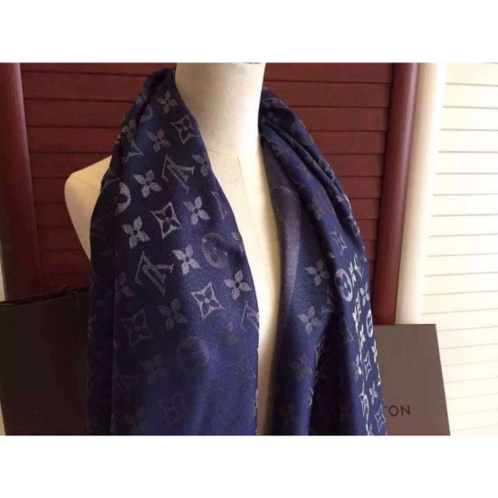 Fake Louis Vuitton Blue Monogram Shawl M72412 Replica Replica Louis Vuitton Blue Monogram Shawl M72412