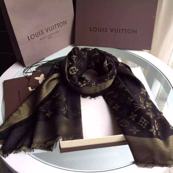 Replica Louis Vuitton  Brown Monogram Shine Shawl M71380