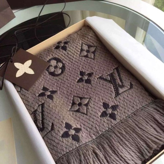 Fake Louis Vuitton Grey Logomania Scarf M72242 Replica Replica Louis Vuitton Grey Logomania Scarf M72242