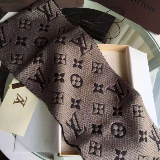 Fake Louis Vuitton Grey Logomania Scarf M72242 Replica Replica Louis Vuitton Grey Logomania Scarf M72242