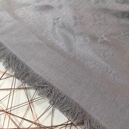 Replica Louis Vuitton  Grey Monogram Shine Shawl M75120