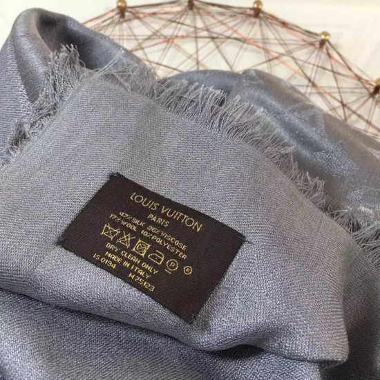 Replica Louis Vuitton  Grey Monogram Shine Shawl M75120