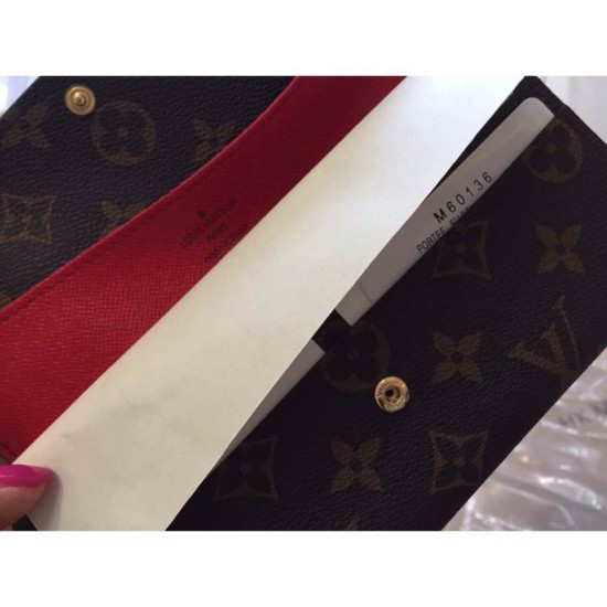 Replica Louis Vuitton Emilie Wallet Monogram Canvas M60136 Red Fake Louis Vuitton Emilie Wallet Monogram Canvas M60136 Red Replica