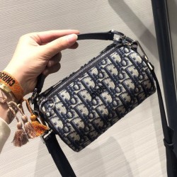 Fake Christian Dior Mini Roller Messenger Bag Dark Blue Replica