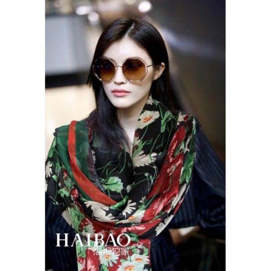Replica Gucci Silk scarf with Flora Print 65 x 185cm Black