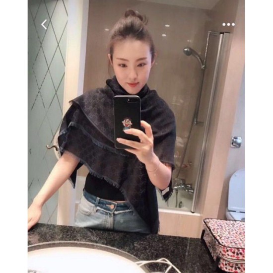 Replica Gucci Classic Silk cashmere 140 x 140cm Black