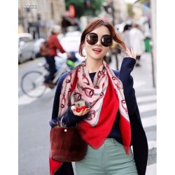 Replica Gucci Cashmere Scarf With Stirrups Print 140 x 140 Red