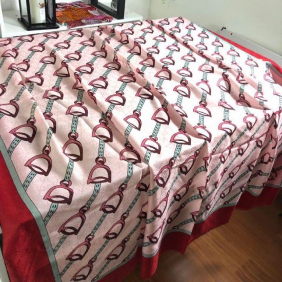 Replica Gucci Cashmere Scarf With Stirrups Print 140 x 140 Red