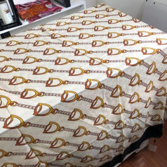 Fake Gucci Cashmere Scarf With Stirrups Print 140 x 140 Black Replica